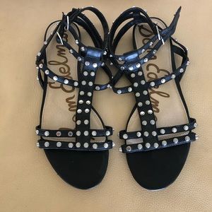 Sam Edelman Flats, Black Leather w Silver Studs
